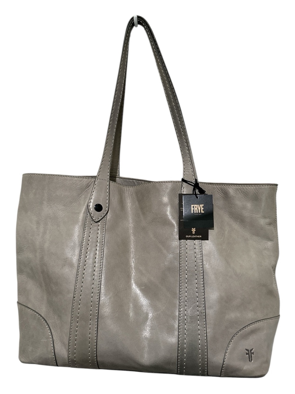 FRYE Melissa Leather Shopper Tote Bag Gray Shoulder Purse Satchel Handbag NWT